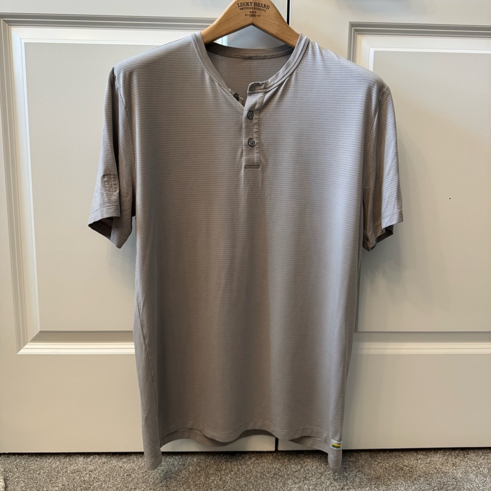 Vuori Grey Striped Henley